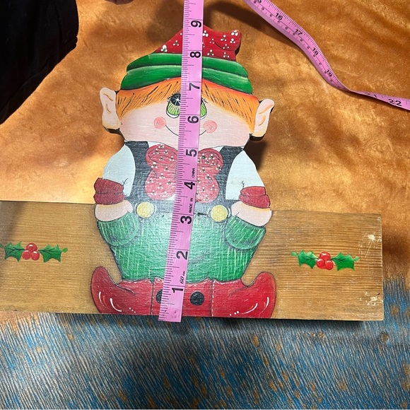 Vintage Hand Painted Wooden Christmas Elf Box Cardholder handmade 80s - Picture 14 of 14